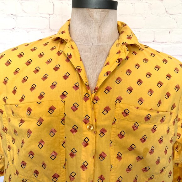 70's Retro Short Sleeve Shirt - Geometric Print - Size Large - Picture 2 of 9